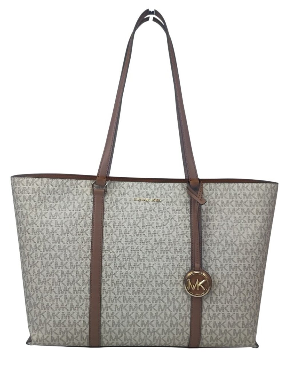 Michael Kors Temple XL Faux Leather Tote/Handbag-Vanilla/Acorn-Tan/Ivory-NWT